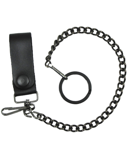12” gunmetal wallet chain with leather key fob
