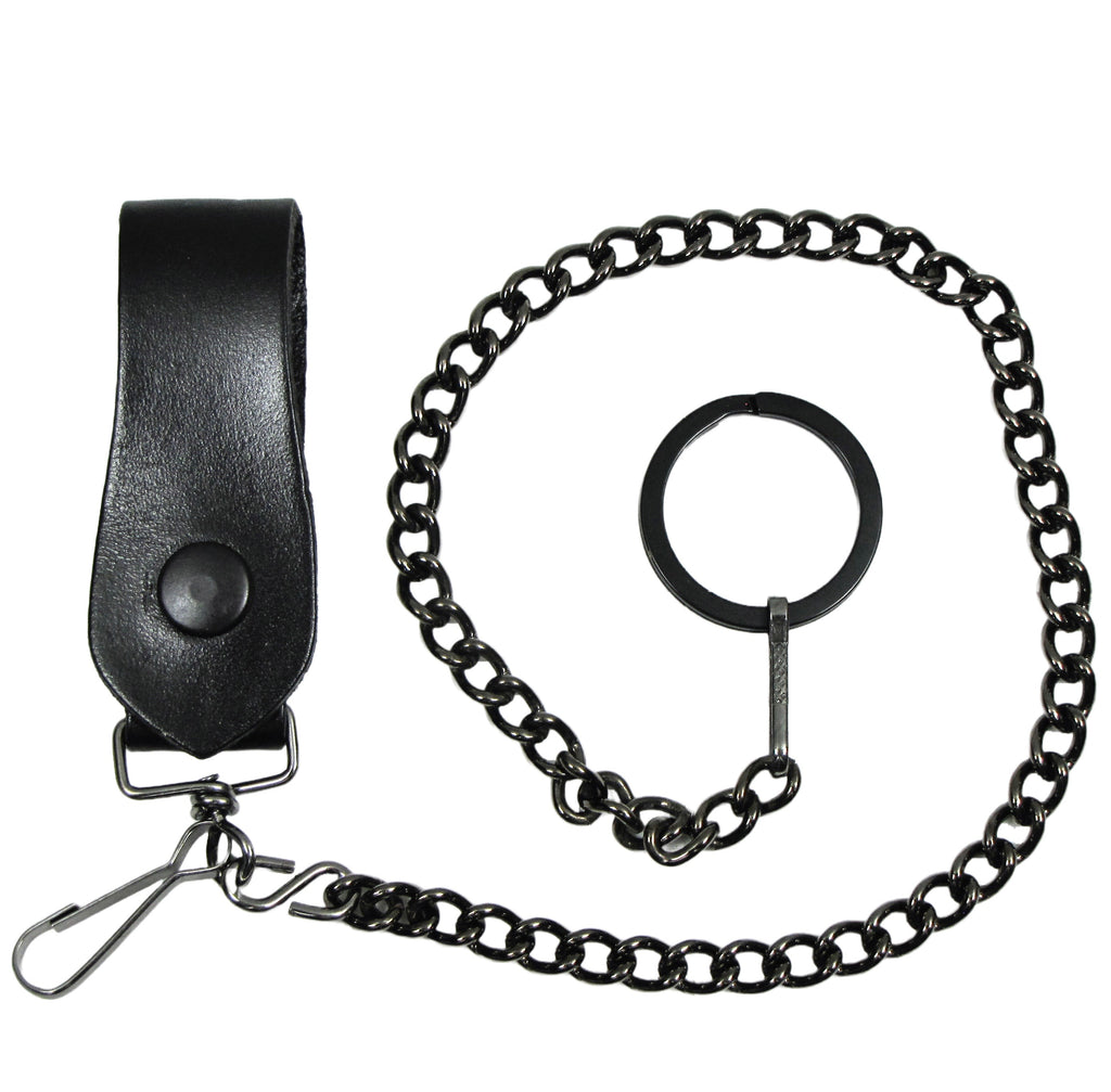 24” gunmetal wallet chain with leather key fob