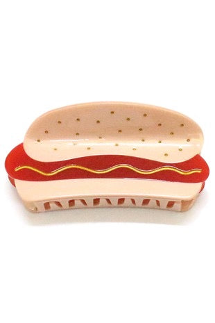 Hot dog shaped claw style hair clip
