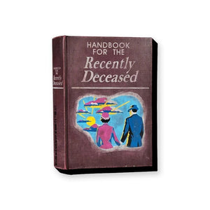 “Handbook for the Recently Deceased” book from the movie Beetlejuice shaped die cut magnet
