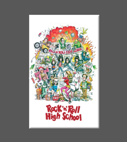 A horizontal rectangular magnet featuring poster art for the 1979 movie Rock ‘n’ Roll High School