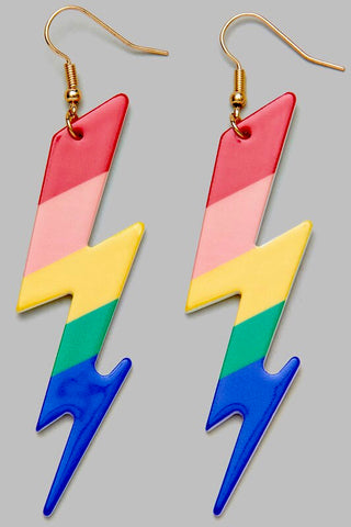 acrylic rainbow lightning bolt dangle earrings