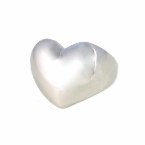 Silver metal puffy heart shaped ring