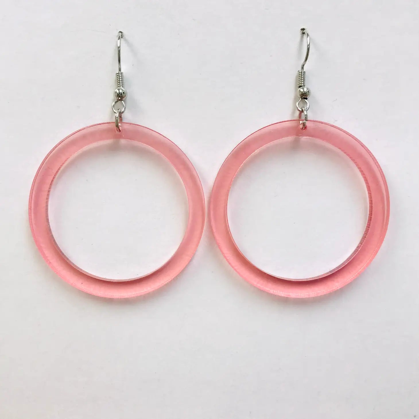 Acrylic Drop Hoop Earrings - Pink