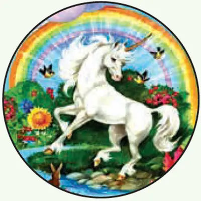 Rainbow Unicorn full color illustration round 1.3” magnet