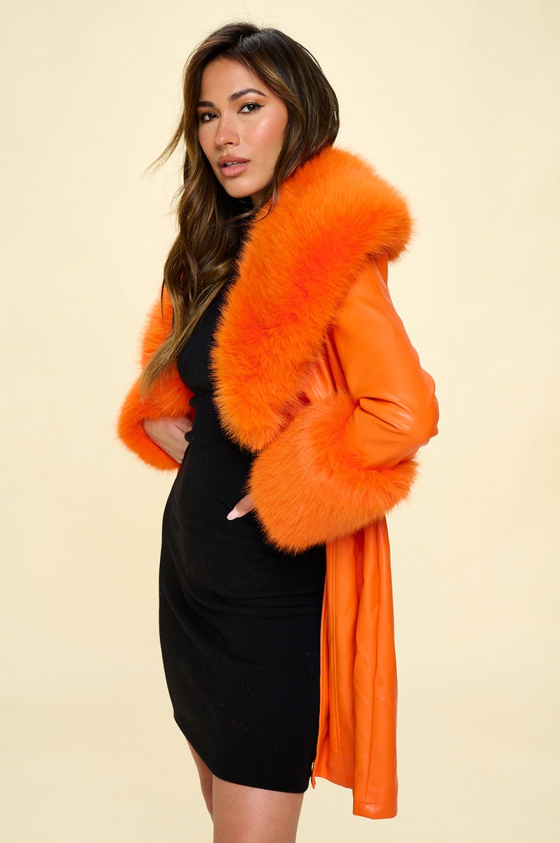 Faux Fur Collar Trench Coat | Naked City Clothing
