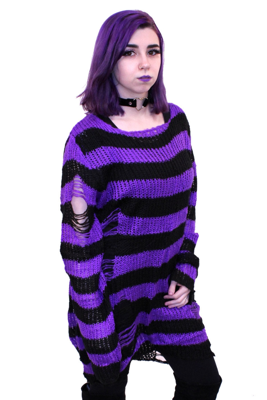 Black and purple sweater discount
