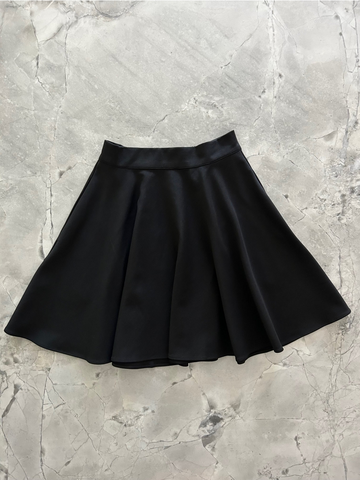 Black high waisted ponte knit skater skirt 