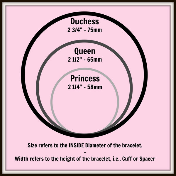 Lucky Lou bangle size chart info graphic