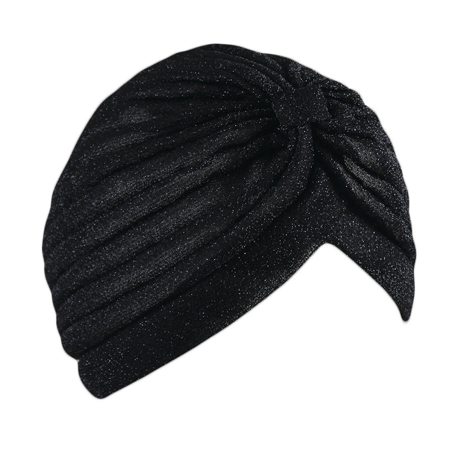 knotted turban in black lurex with threads of silver