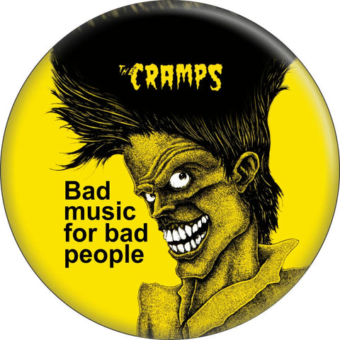 1 1/4” round Cramps “Bad Music for Bad People” cover art pinback button 