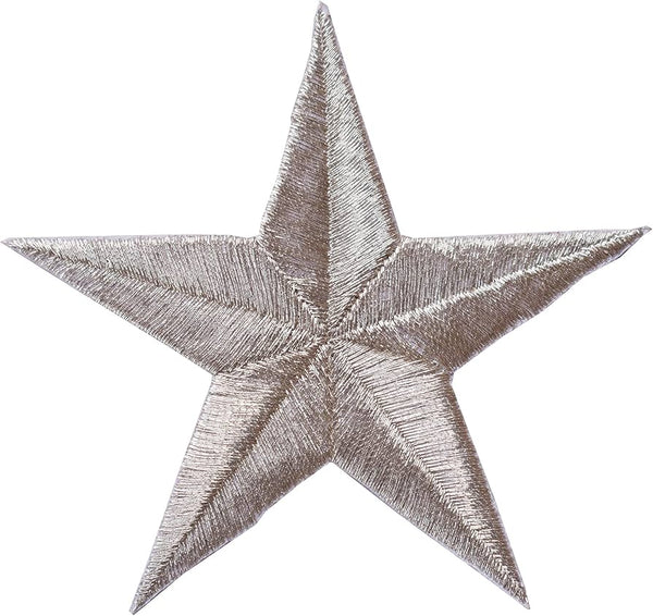 Five point silver star embroidered patch