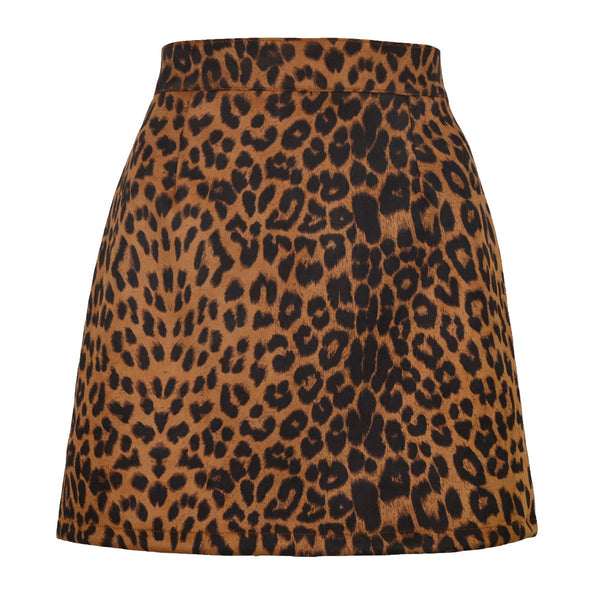 Leopard Print Faux Suede Mini Skirt