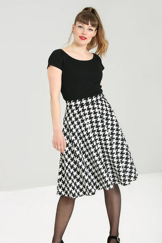 Blake Houndstooth Print Swing Skirt by Hell Bunny
