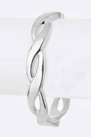 twisted design 1/2" wide silver metal hinge bangle