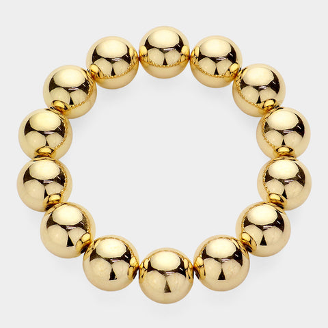 shiny gold plastic 1/2" round bead bracelet