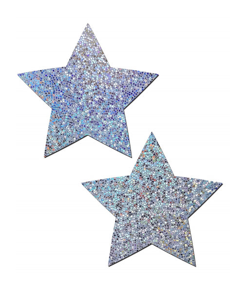 glittery silver star shaped pasties