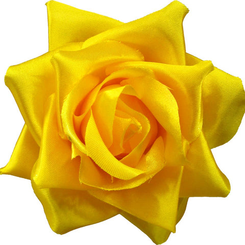 bright yellow satin rose shaped hair clip