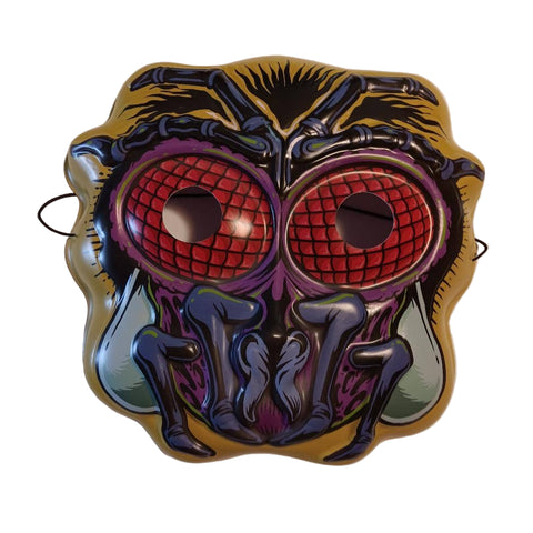 plastic vacuformed mask in shape of house fly head with large red eyes