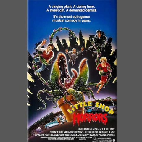 rectangular magnet with poster art from the 1986 adaptation of Little Shop of Horrors