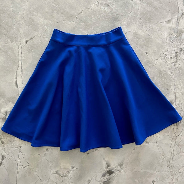 Royal blue high waisted ponte knit skater skirt 