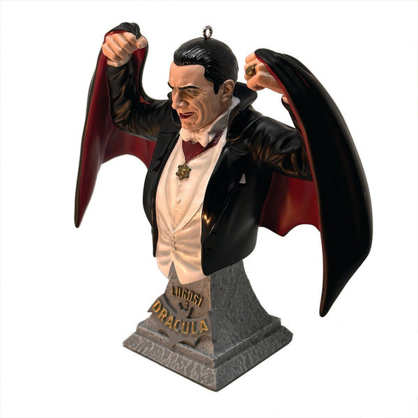 Bela Lugosi as Dracula resin full color hand painted ornament, shown from side on removable base