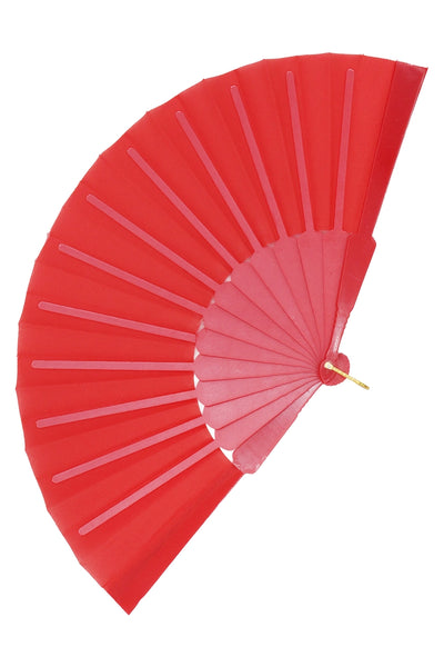 Red folding fan on a white background