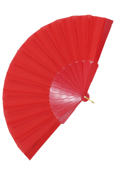 Red folding fan on a white background
