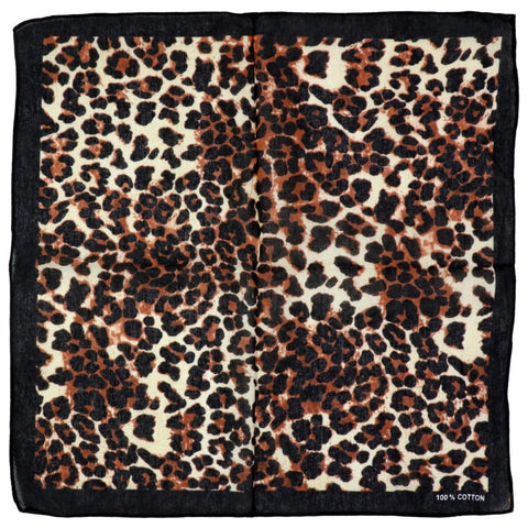 square cotton bandana in leopard print with black border