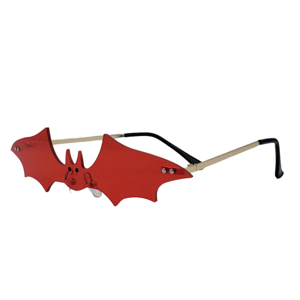 Rimless Bat Sunglasses in Red