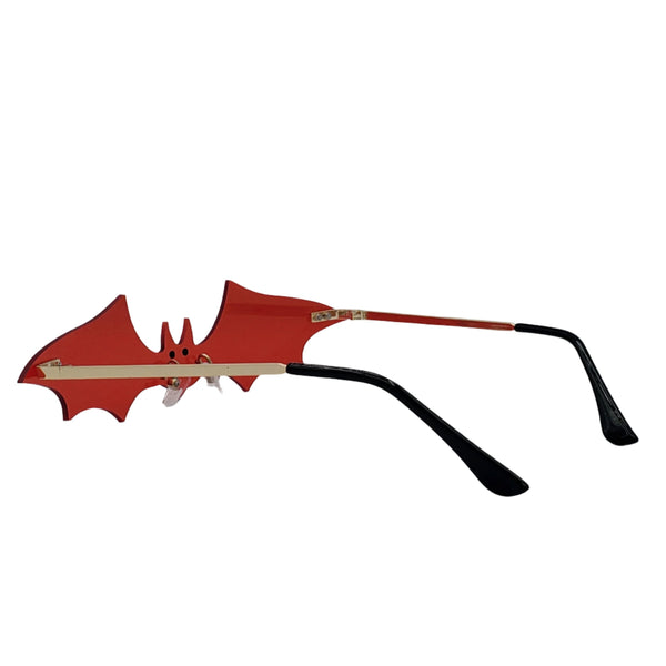 Rimless Bat Sunglasses in Red