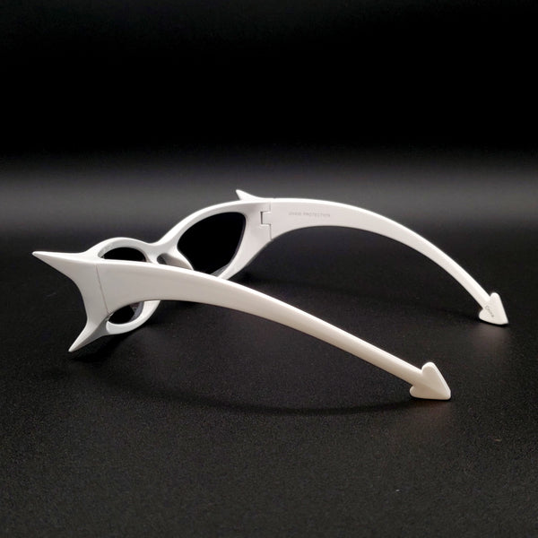 Spiky Devil Wrap-Around Sunglasses in White