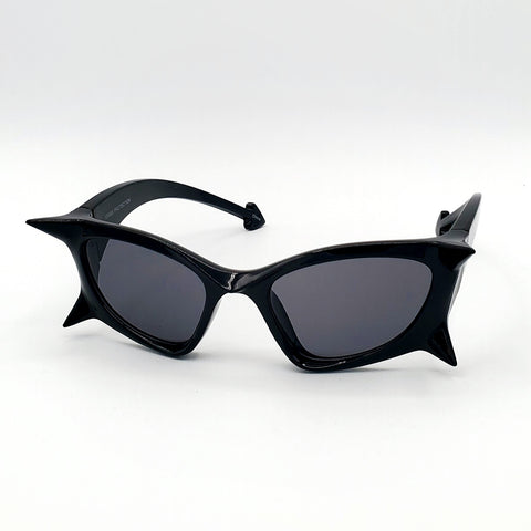 Spiky Devil Wrap-Around Sunglasses in Black