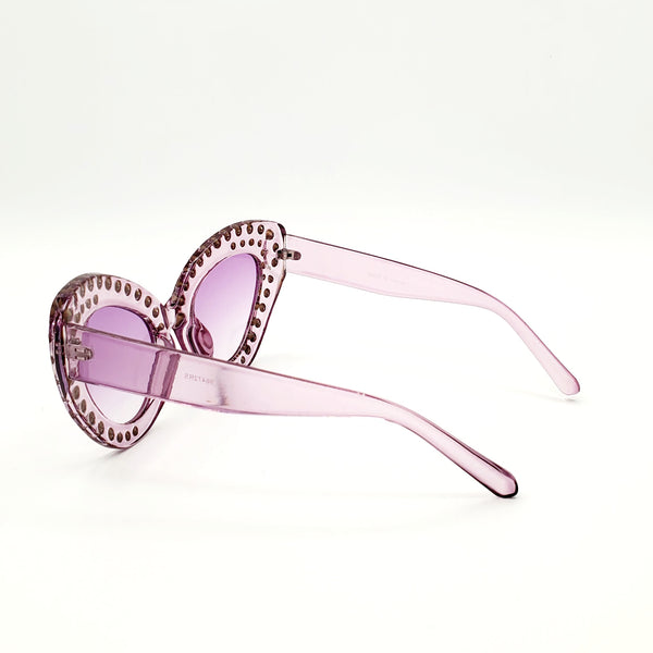 Oversized Rhinestone Cat Eye Sunglasses - Purple