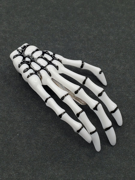 Skeleton Hand Hair Clip - White