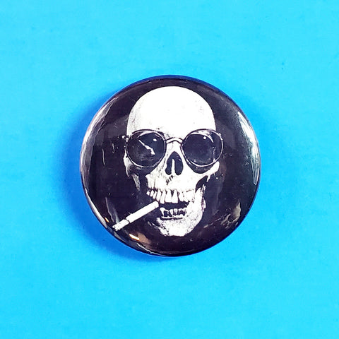Smoking Skull 2.25" Button