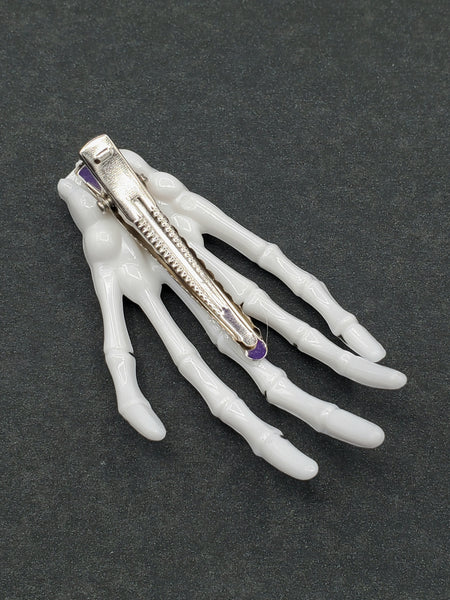 Skeleton Hand Hair Clip - White