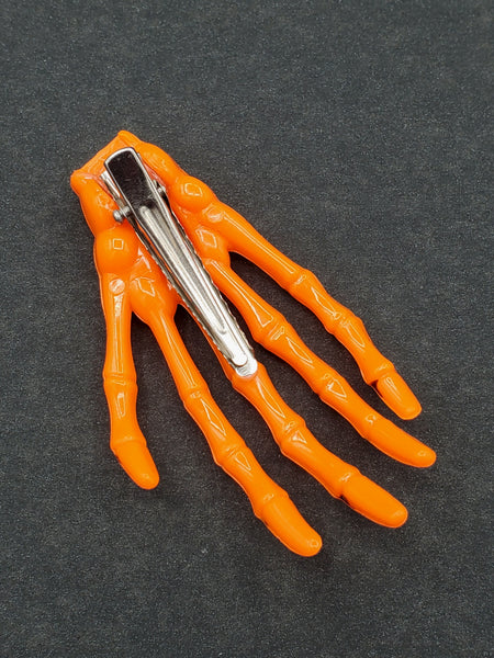 Skeleton Hand Hair Clip - Orange