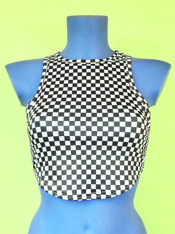 Black & White Checker Crop Top