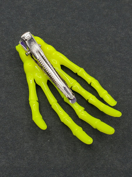 Skeleton Hand Hair Clip - Yellow
