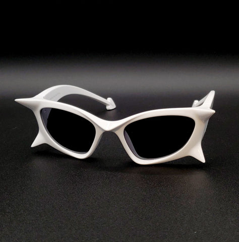 Spiky Devil Wrap-Around Sunglasses in White