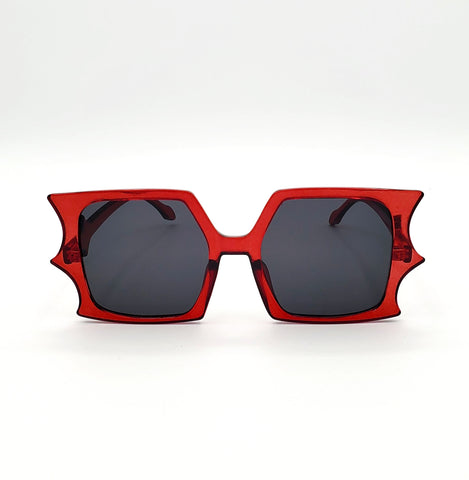 Square Batwing Sunglasses in Translucent Red