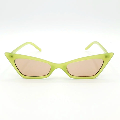 Narrow Geometric Cat Eye Sunglasses - Green