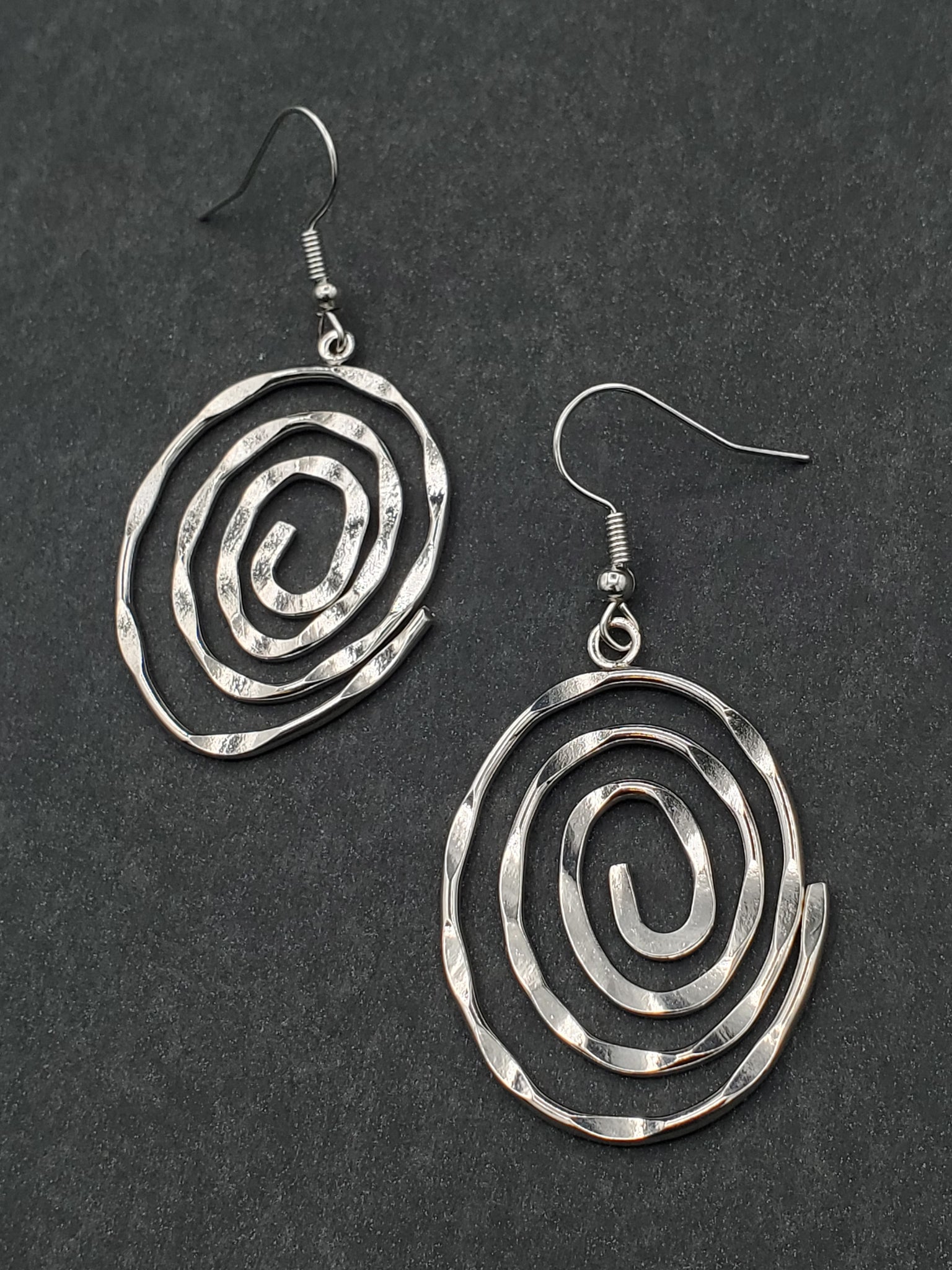 Hammered Spiral Dangle Earrings