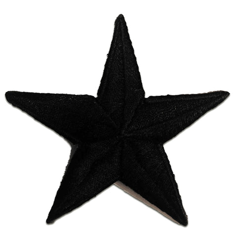 military style star embroidered patch in black