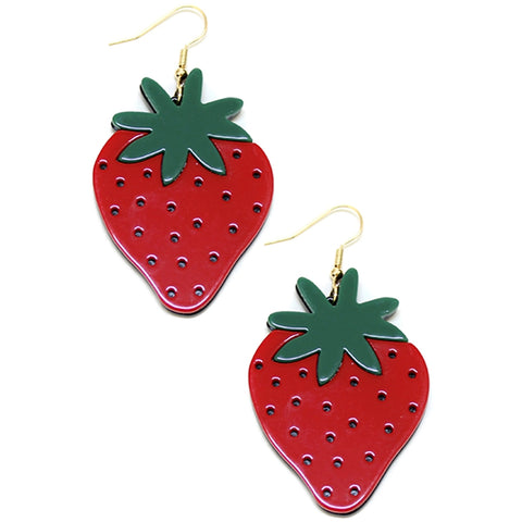 Acrylic Strawberry Dangle Earrings