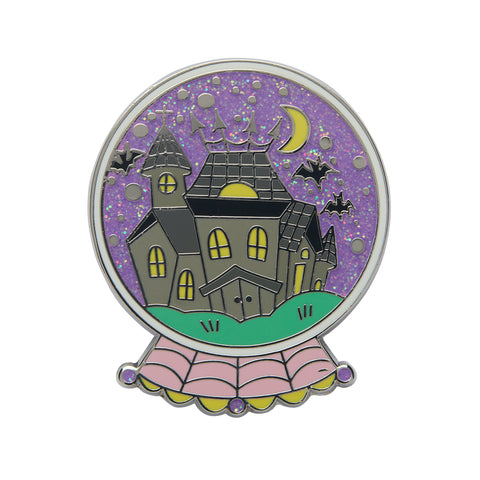 Cute & Spooky by Mimsy Gleeson collaboration collection "Home Sweet Haunt" enameled silver metal clutch back pin