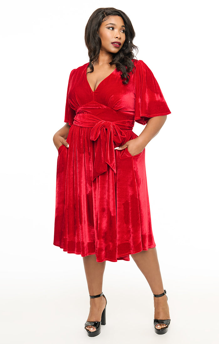 Velvet Flutter Sleeve Dress | Naked City Clothing Velvet Flutter Sleeve Dress | Naked City Clothing