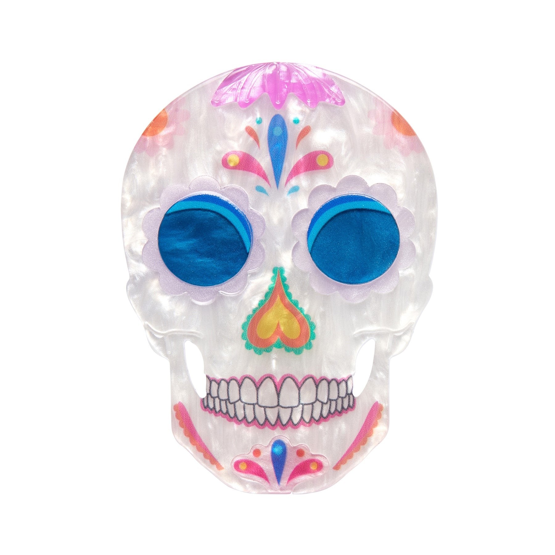 Frida Kahlo Collection “Dia De Los Muertos” layered resin calavera skull brooch