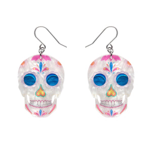 pair of Frida Kahlo Collection “Dia De Los Muertos” layered resin calavera skull dangle earrings